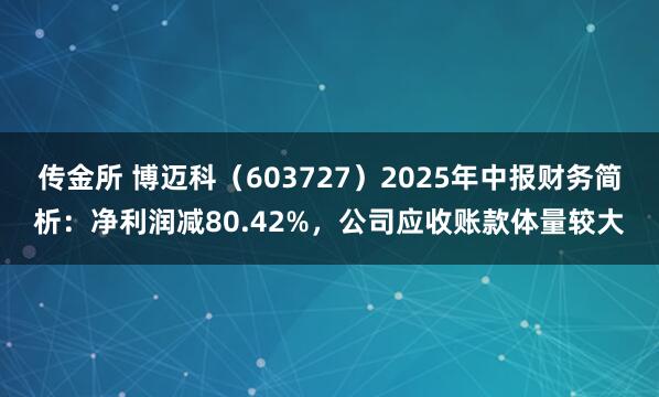 传金所 博迈科（603727）2025年中报财务简析：净利润减80.42%，公司应收账款体量较大